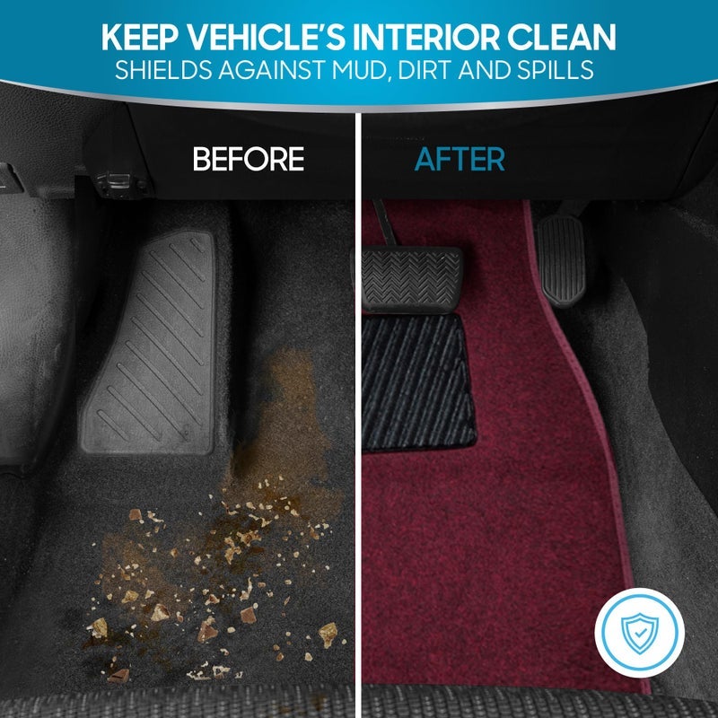 BDK MT-100-BD Burgundy Red Carpeted 4 Piece Car SUV Floor Mats With Vinyl Heel Pad Car Vehicle Universal Fit - Image 4