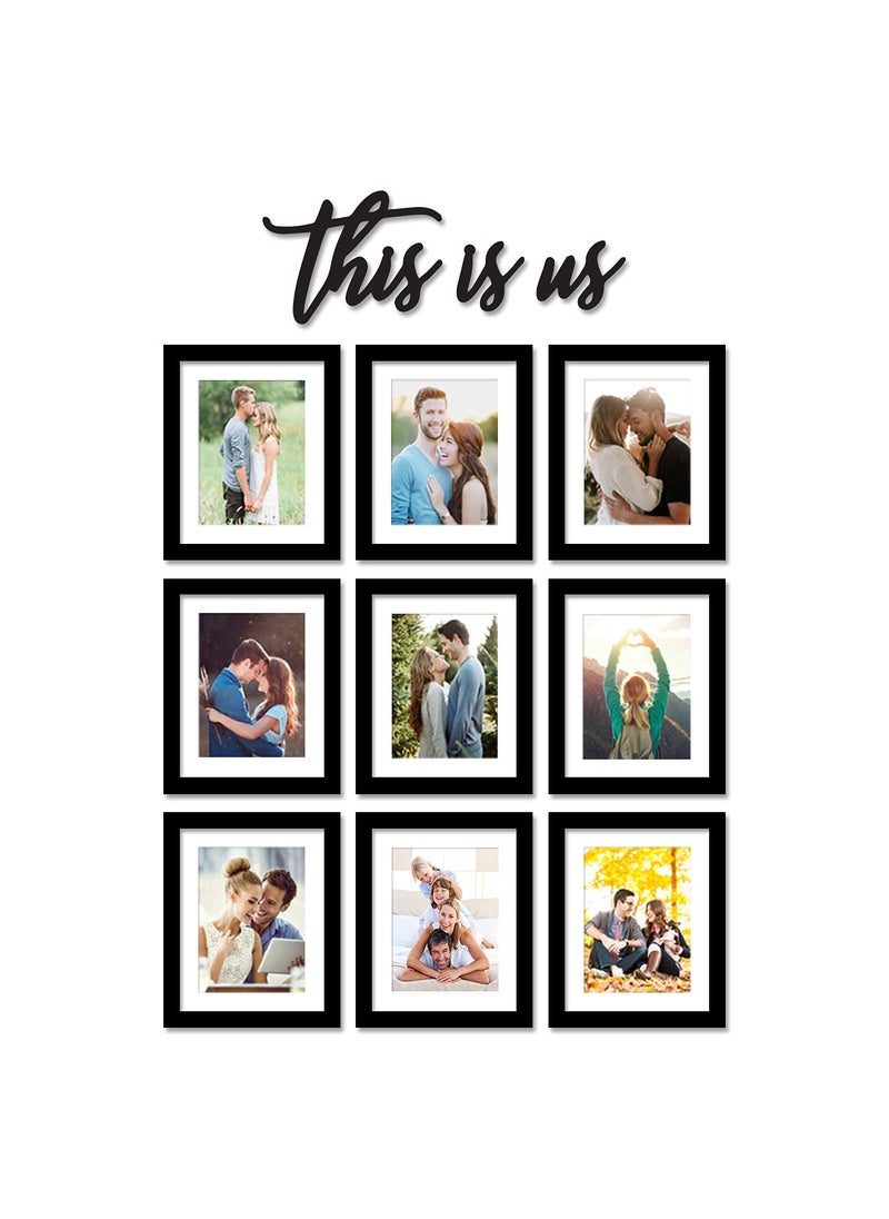 Art Street Art Street Set of 9 This Is Us Black Wall Photo Frame Collage for Living Room, Wall Hanging Picture Photo Frames Home & Wall Decoration, (8x10 Set of 9, with matt 6x8 Inch)  - Image 1