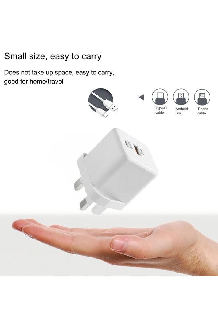 Denx 20W Dual Port Fast USB Charger Plug, USB C Phone Charger Compatible with iPhone, Galaxy, iPad, Pixel, Huawei, Xiaomi and More - Image 2