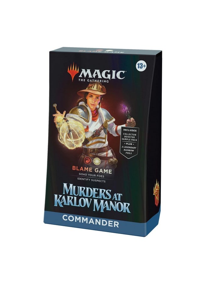 Magic the Gathering Magic: The Gathering Murders at Karlov Manor Commander Deck - Blame Game (100-Card Deck, 2-Card Collector Booster Sample Pack + Accessories)  - Image 1