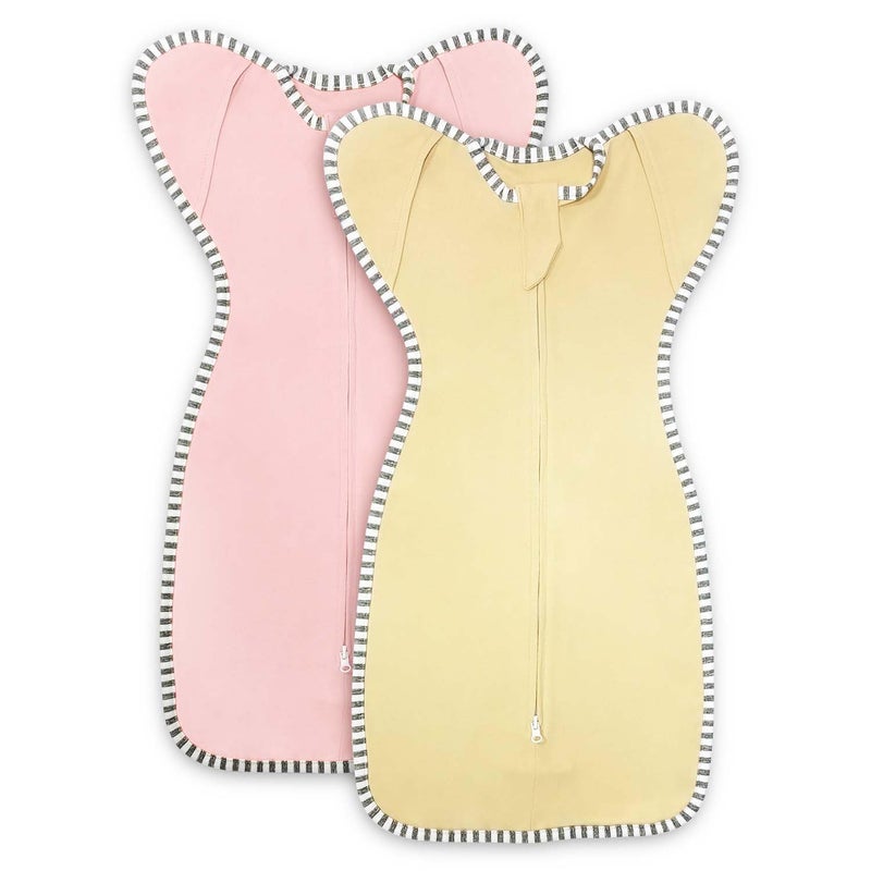 Roksuma Newborn Swaddle 03 Months Sleep Sack Transition Swaddle 03 Months Arms up Swaddles with 2Way Zipper Arms InOut 100 Cotton 08 Tog Baby Swaddles for Newborn Sleep Sack Girls 2Pack Small 514lbs - Image 2