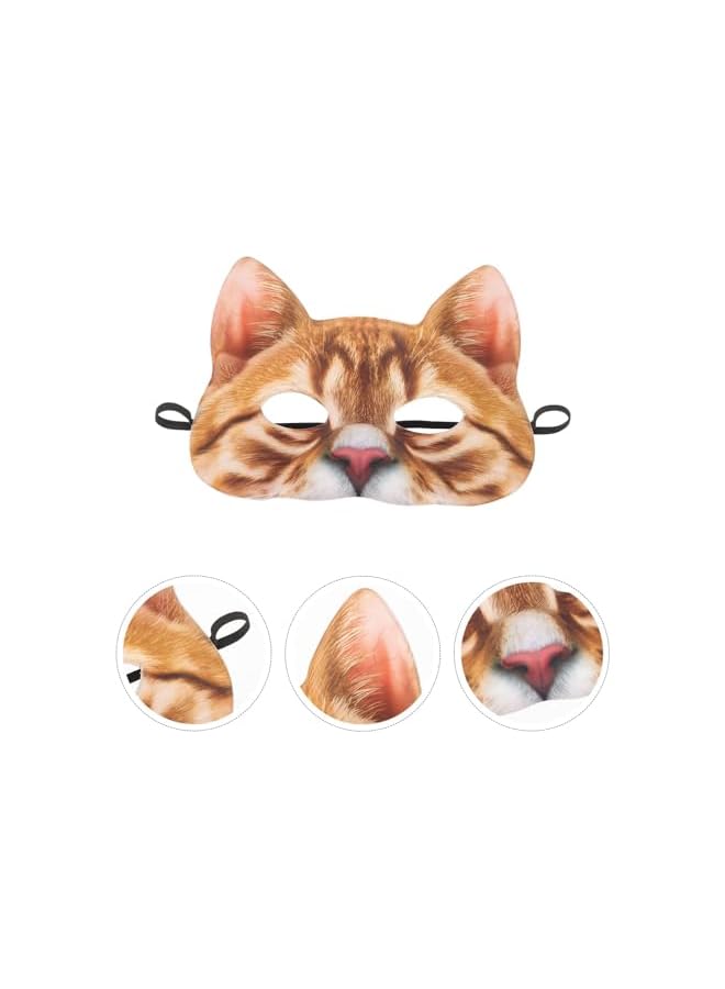 The Bros Masquerade Cat Masks, Mask for Cosplay Parties Half Face Animal Mask for Carnival Costume Banquet(Ginger Cat)  - Image 4