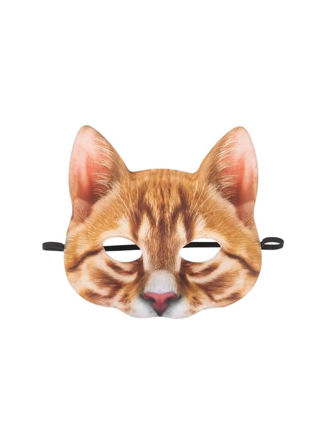 The Bros Masquerade Cat Masks, Mask for Cosplay Parties Half Face Animal Mask for Carnival Costume Banquet(Ginger Cat)  - Image 5