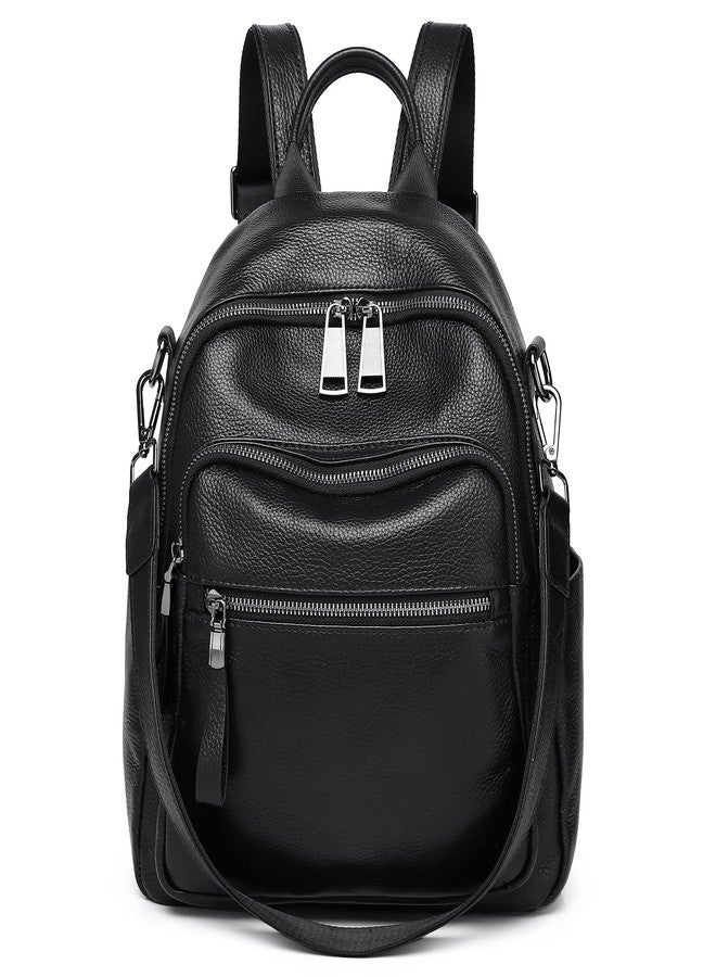 Wesccimo Genuine Leather Backpack Purse For Women Black Real Soft Leather Fashion Designer Convertible Ladies Shoulder Bag - Image 1