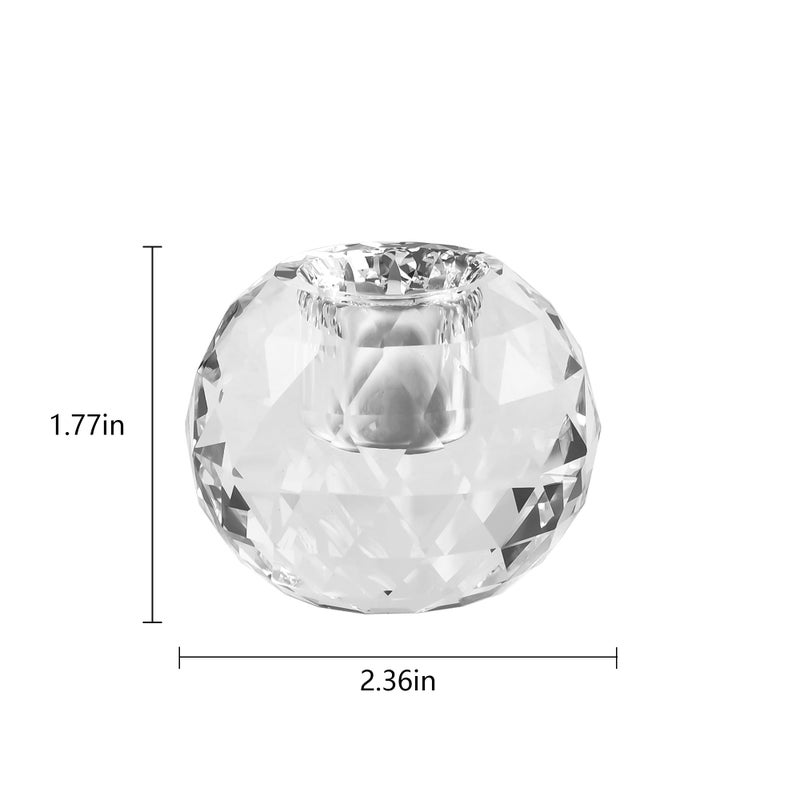 Kitcom Crystal Taper Candle Holders Multiple Faceted Designed Hand Cut Crystal Holders Wedding Banquet Decorations for Home W2.4xH1.8Inches Pack of 2, Comes with Gift Box - Image 2