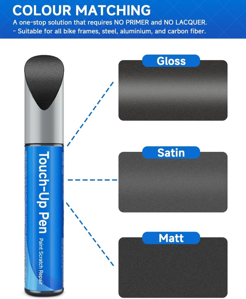RSACET Gunmetal Black Satin(#252525) Bike Touch Up Paint Compatible with Giant Exact Match Bike Paint for Scratched or Chipped Bike Frames - Image 2
