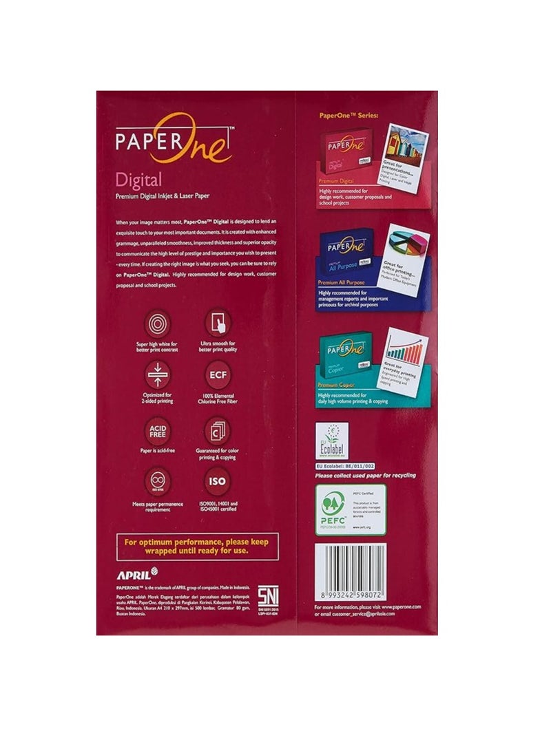PaperOne ورق نسخ ممتاز محايد الكربون من PaperOne Digital، 80 جرام لكل متر مربع، مقاس A4، رزمة 500 ورقة - Image 2