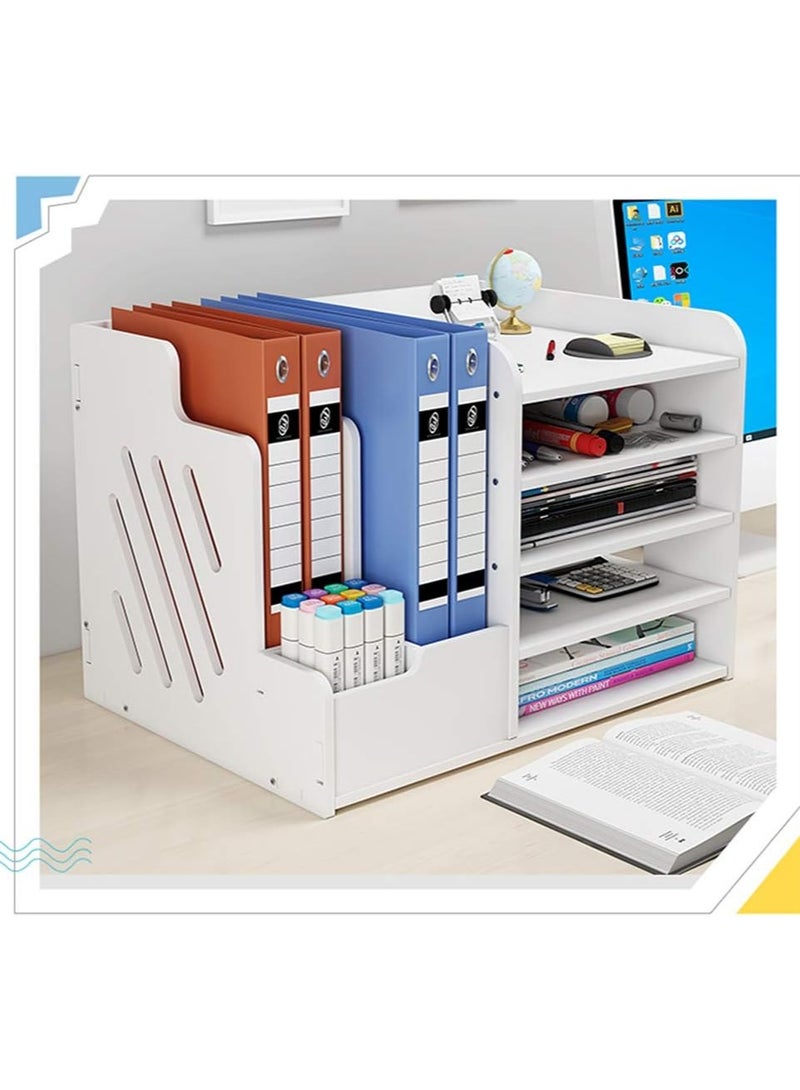 TPGP White Desktop Organiser, Large Capacity Desk File Organiser Office Stationery Desk Tidy Storage Rack Sorter for A4 Papers, Pens, Books, Letters and Documents  - Image 4