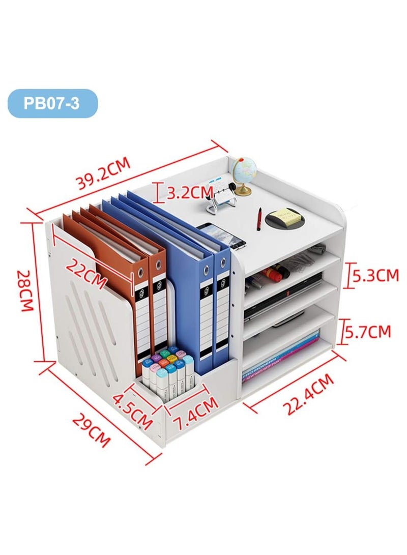 TPGP White Desktop Organiser, Large Capacity Desk File Organiser Office Stationery Desk Tidy Storage Rack Sorter for A4 Papers, Pens, Books, Letters and Documents  - Image 5