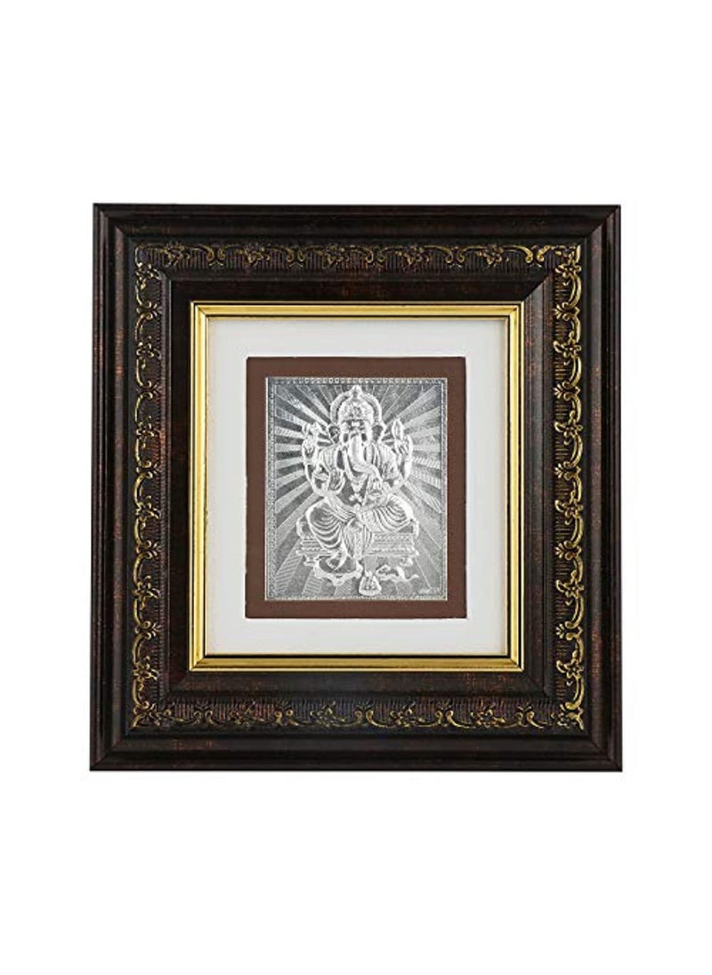 MSA JEWELS Msa Jewels Pure 999 Silver Ganesha Photo Frame Wooden Silver  - Image 1