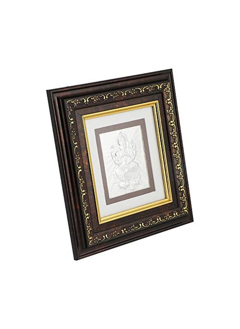 MSA JEWELS Msa Jewels Pure 999 Silver Ganesha Photo Frame Wooden Silver  - Image 2