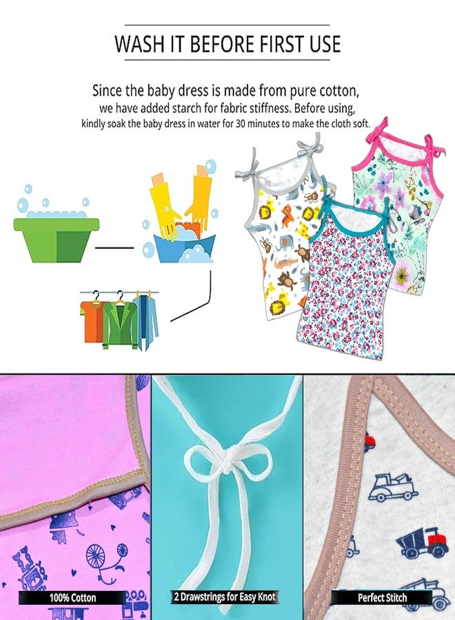 VParents Cotton New Born Baby Boy's & Baby Girls jabla -Multicolour - Pack of 4 (3-6 Months) - Image 3