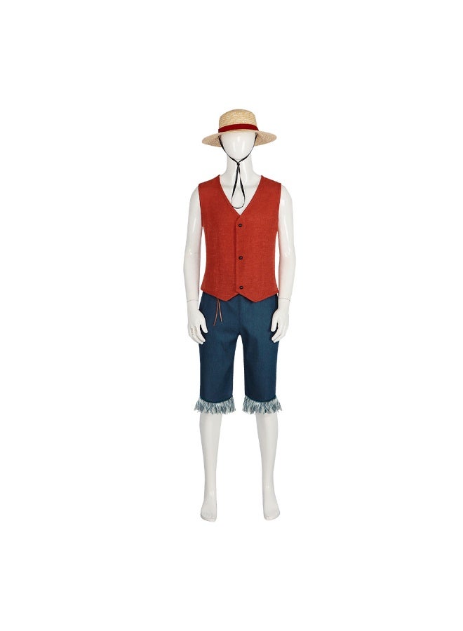 NIBEMINENT Luffy role-playing costume, anime role-playing costume, red set anime costume - Image 1