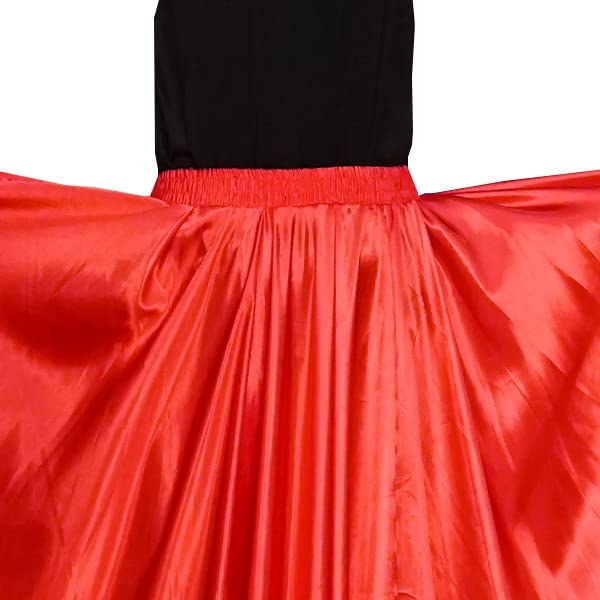 Backgarden Elegant Satin 20 Yard Adult Ruffles Layers Dance Skirt for Flamenco Folklorico Mexican Belly Dance (Red) One Size - Image 4