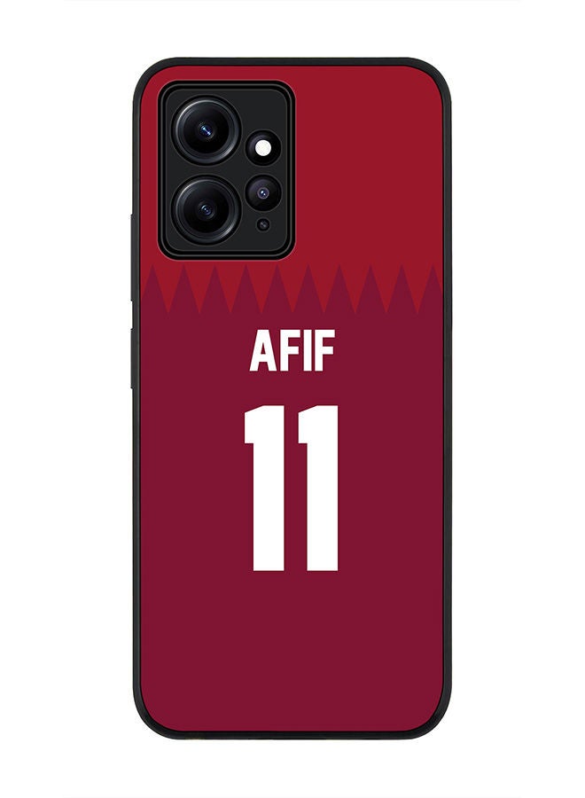 Stylizedd Rugged Black edge case for Redmi Note 12 4G Slim fit Soft Case Flexible Rubber Edges Anti Drop TPU Gel Thin Cover-Qatar Player Name - Afif - Image 1