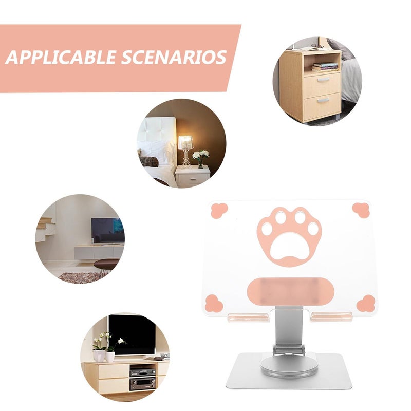 Portable Folding Tablet Stand Adjustable Angle Rotatable Silver Desktop Holder For Travel - Image 4