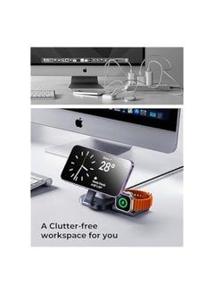 Lisen 3 in 1 Charging Station for Apple Devices Magsafe Wireless Charger Pad for iPhone, Travel Wireless Charging Station for Multiple Devices Fits iPhone 15 Pro Max Magsafe Charger Airpods I Watch  - Image 5