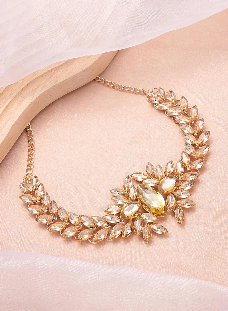 SOHI Marquise Amber Studded Statement Artificial Necklace Jewellery