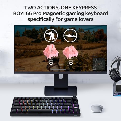 BOYI 66Pro Rapid Trigger Magnetic Switch 65% Mechanical Keyboard,Hall Effect Gasket-Mounted RGB HotSwap Hyper-Fast Adjustable Actuation Wired Compact Gaming Keyboard with Knob(Black) - Image 3