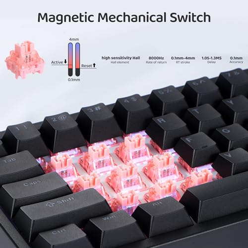 BOYI 66Pro Rapid Trigger Magnetic Switch 65% Mechanical Keyboard,Hall Effect Gasket-Mounted RGB HotSwap Hyper-Fast Adjustable Actuation Wired Compact Gaming Keyboard with Knob(Black) - Image 2