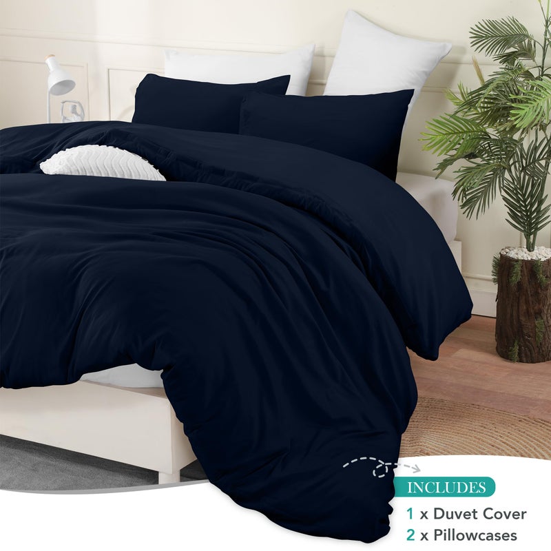 Utopia Bedding Duvet Cover Set with Pillowcases - 3 Pieces Bedding Duvet Cover with Zipper Closure - 1 Duvet Cover with 2 Pillowcases - Soft Brushed Microfiber (Queen  Navy) - Image 3
