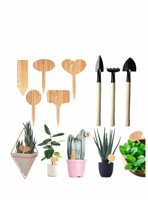 Plant Label Set 50PCS Wooden Bamboo Labels 3pcs Garden Kit Tools for Herb Outdoor Indoor Seed Potted Herbs Flowers Vegetables