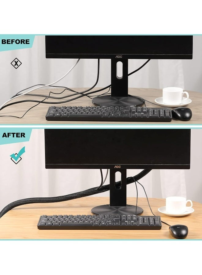 Topleo 2m Cord Protector Wire Loom Tubing Cable Sleeve Split Sleeving for USB Cable Power Cord Audio Video Cable – Protect Cat From Chewing - Black - Image 4