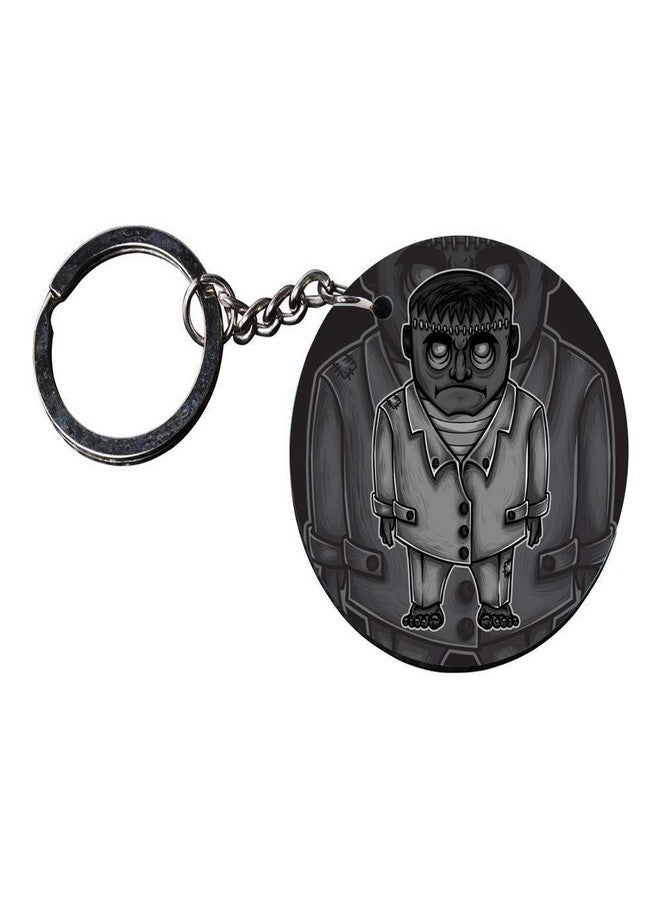 Tinywalk Set of 2 | Circle Shape Printed Wooden Keychains Angry Man | Circle Shape keyrings | Circle Shape Keychains| Printed keyrings - Image 3