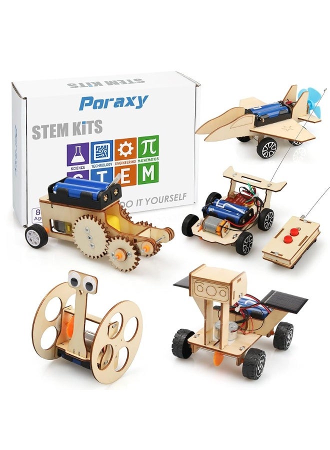 Poraxy STEM Model Car Kits Toys for Boys Age 812 5 in 1 Kids Wood Building Kit 810 3D Wooden Puzzles Educational Science Crafts Kits Birthday Gifts for 8 9 10 11 12 13 14 Years Old Boys - Image 3
