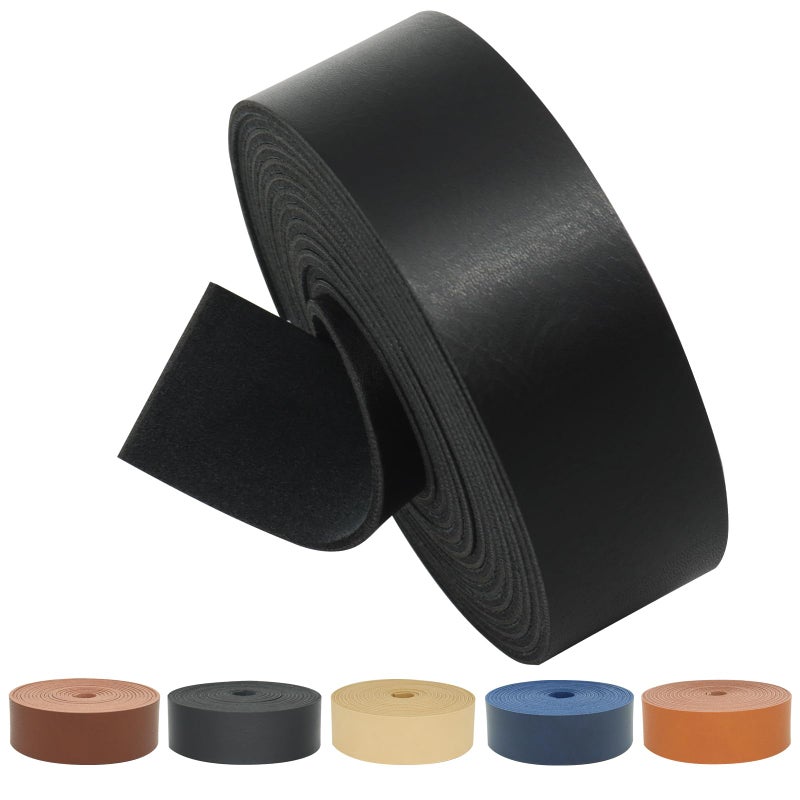 ABIDISO Faux Leather Strap 1 Inch Wide 90 Inches Long Leather Strip Soft Leather for DIY Craft Projects Leather Belt Strips Hobby Workshop Black