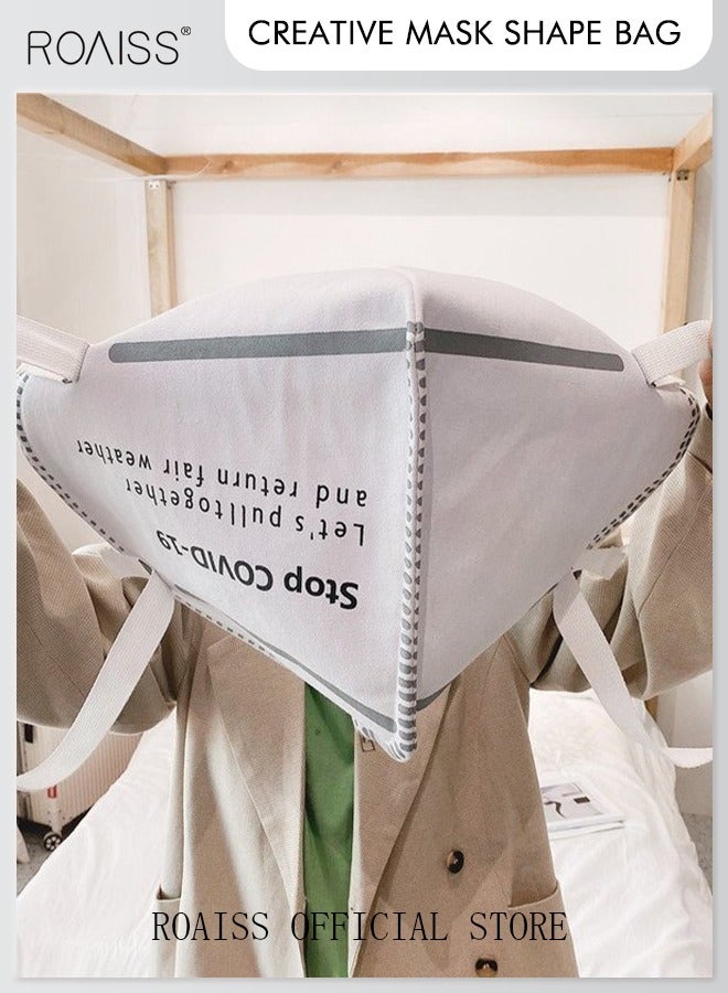 roaiss Mask Shaped Bag Pack Female Creative Large Capacity Tote Bag Shoulder Printed Handbag - Image 2