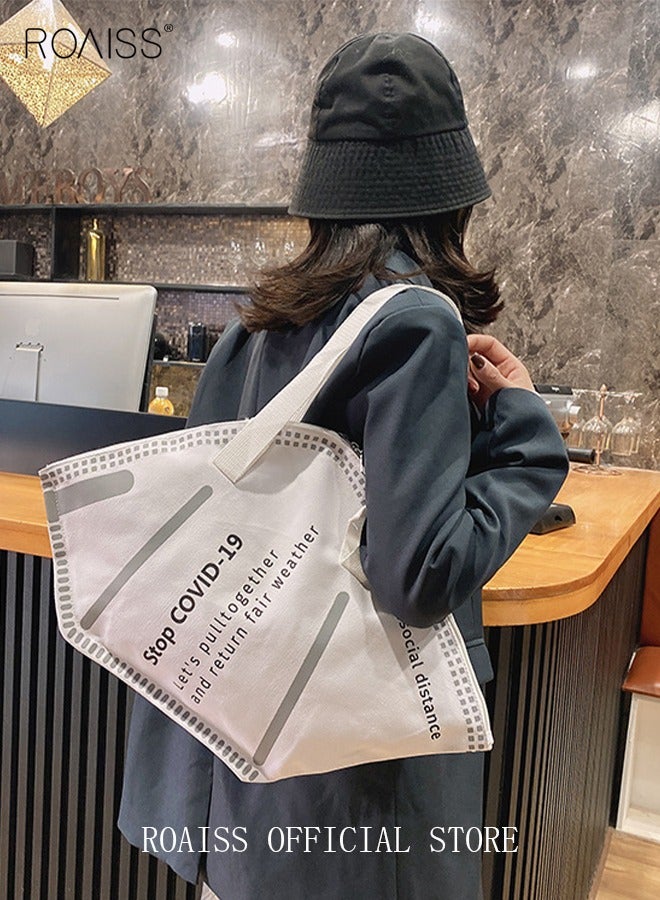 roaiss Mask Shaped Bag Pack Female Creative Large Capacity Tote Bag Shoulder Printed Handbag - Image 5