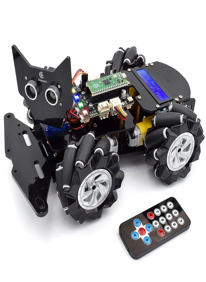 Adeept 4WD Omni-Directional Mecanum Wheels Robotic Car Kit Compatible with Raspberry Pi Pico DIY STEM Remote Controlled Educational Robot Kit with LCD1602 Display and Tutorials - Image 1