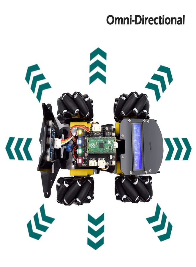 Adeept 4WD Omni-Directional Mecanum Wheels Robotic Car Kit Compatible with Raspberry Pi Pico DIY STEM Remote Controlled Educational Robot Kit with LCD1602 Display and Tutorials - Image 4