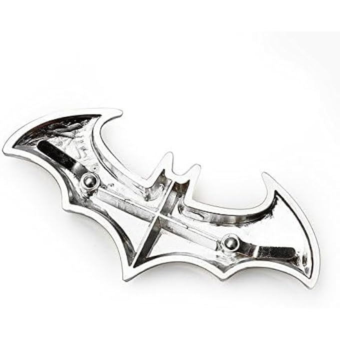 rayihni Stainless Steel Bat Batman Car Emblem Decal Badge Fan Batwing Batarang Symbol 3D Auto Badge Silver - Image 2