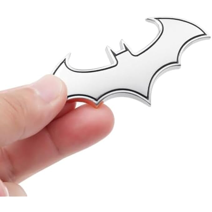 rayihni Stainless Steel Bat Batman Car Emblem Decal Badge Fan Batwing Batarang Symbol 3D Auto Badge Silver - Image 4