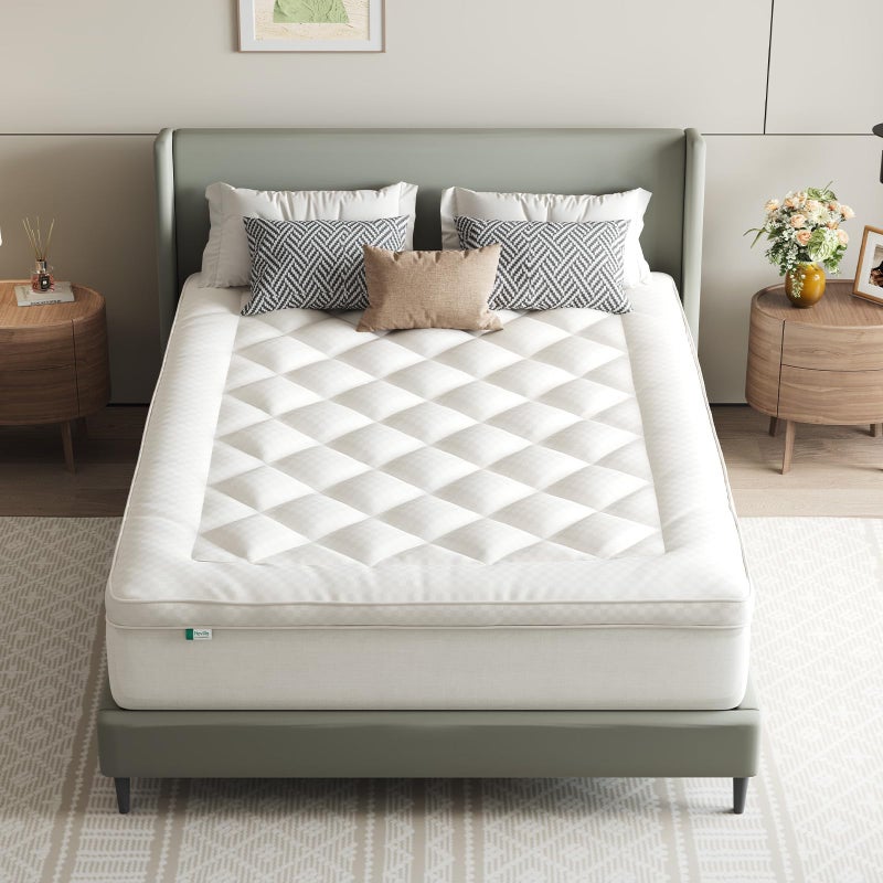 Novilla Queen Mattress Topper, Extra Thick Pillow Top - Overfilled Hotel Luxury Mattress Pad Cover for Back Pain Relief, Breathable Fluffy Down Alternative Fill, 8-21â€ Deep Pocket, Oatmeal - Image 1