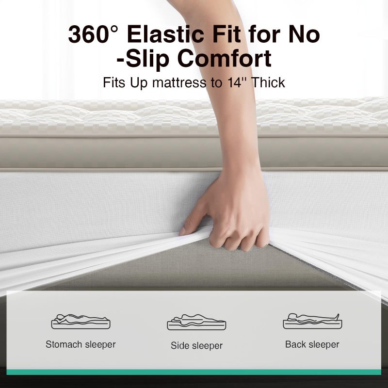 Novilla Queen Mattress Topper, Extra Thick Pillow Top - Overfilled Hotel Luxury Mattress Pad Cover for Back Pain Relief, Breathable Fluffy Down Alternative Fill, 8-21â€ Deep Pocket, Oatmeal - Image 5