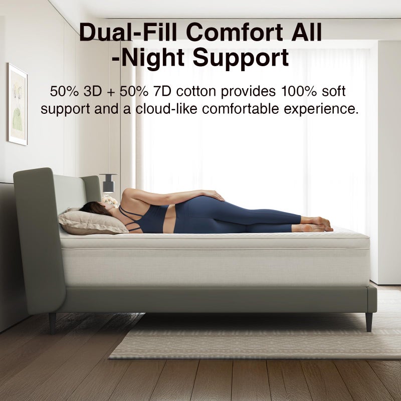 Novilla Queen Mattress Topper, Extra Thick Pillow Top - Overfilled Hotel Luxury Mattress Pad Cover for Back Pain Relief, Breathable Fluffy Down Alternative Fill, 8-21â€ Deep Pocket, Oatmeal - Image 3