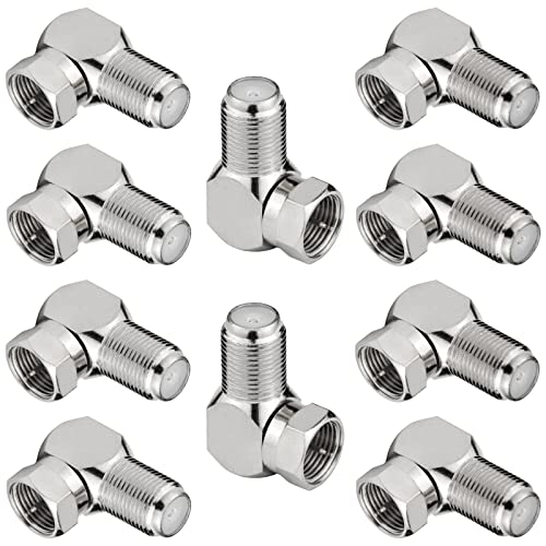 RFAdapter Rght Angle Coax, 10 Pack F Type Male to Female Coaxial Cable Connector, 90 Degree Adapter for Wall Mounted TV, Modem, Wall Plate, Satellite Receiver - Image 1