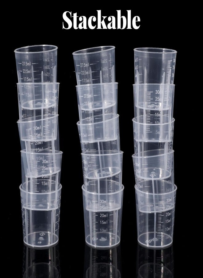 Xelsluthe 20 PCS 30ml (1oz) Liquid Measuring Cups Plastic, Mini Clear Medicine Measuring Cups Graduated Beakers for Kitchen Lab Measure Tool Beakers Cooking Home Crafts, Accurate Stackable - Image 5