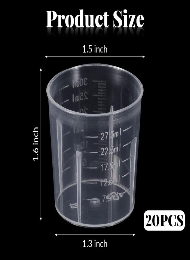 Xelsluthe 20 PCS 30ml (1oz) Liquid Measuring Cups Plastic, Mini Clear Medicine Measuring Cups Graduated Beakers for Kitchen Lab Measure Tool Beakers Cooking Home Crafts, Accurate Stackable - Image 2