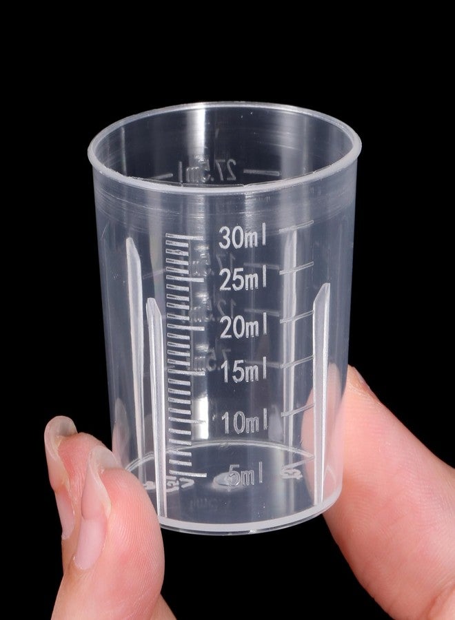 Xelsluthe 20 PCS 30ml (1oz) Liquid Measuring Cups Plastic, Mini Clear Medicine Measuring Cups Graduated Beakers for Kitchen Lab Measure Tool Beakers Cooking Home Crafts, Accurate Stackable - Image 1