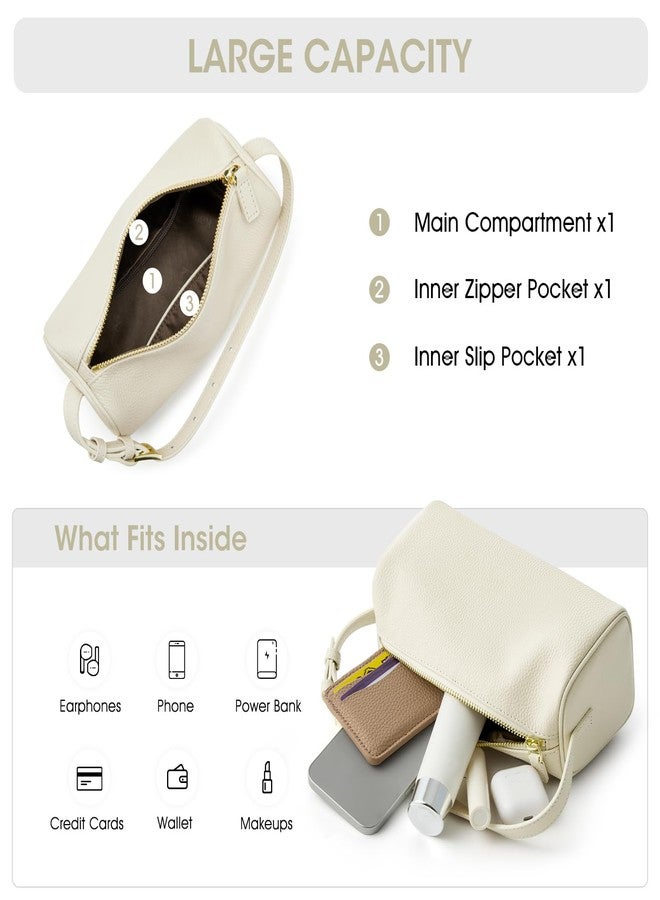 Kattee Leather Crossbody Bags for Women, Crossbody Purses for Women, Small Hobo Bags with Adjustable Strap, Beige - Image 4