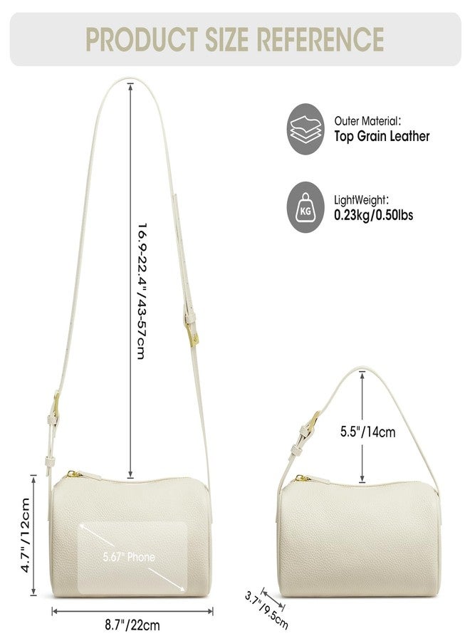 Kattee Leather Crossbody Bags for Women, Crossbody Purses for Women, Small Hobo Bags with Adjustable Strap, Beige - Image 3