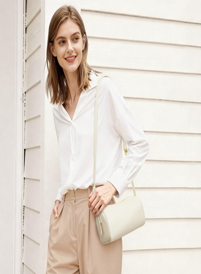 Kattee Leather Crossbody Bags for Women, Crossbody Purses for Women, Small Hobo Bags with Adjustable Strap, Beige - Image 2