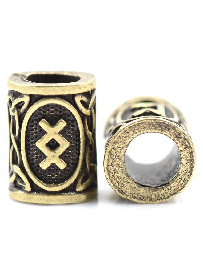Eshylala 24 Pieces Norse Viking Rune Beads Hair Beard Pendant Bracelet Antique DIY Bracelet Hair Beards Making - (Dark Bronze, Silver) - Image 5