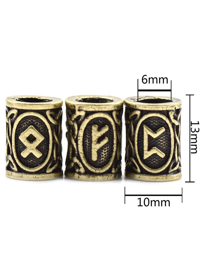 Eshylala 24 Pieces Norse Viking Rune Beads Hair Beard Pendant Bracelet Antique DIY Bracelet Hair Beards Making - (Dark Bronze, Silver) - Image 4