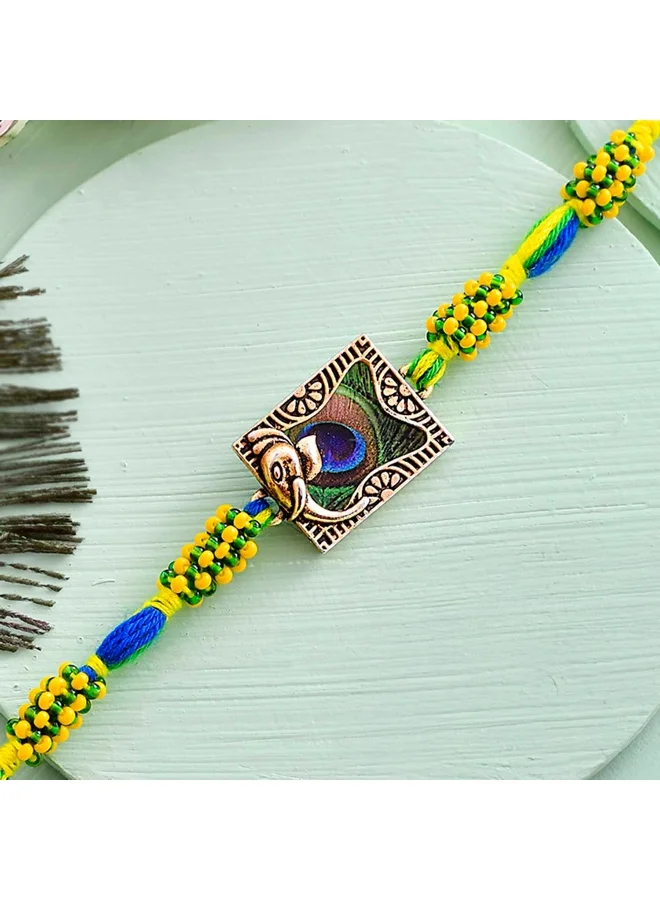 VOYLLA Peacock Feather Divine Thread Rakhi