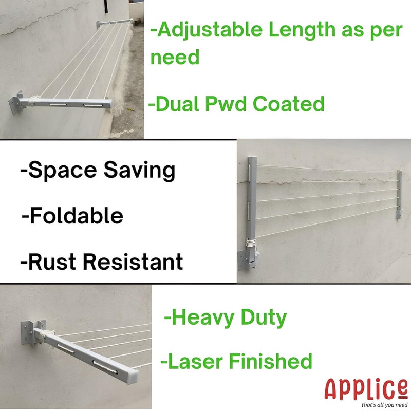 APPLICE Laser Finished Wall Mounted Heavy Duty 5 Layer Foldable Cloth Drying Stand Wall Mount Cloth Drying Stand Cloth Stand Stand for Clothes - Image 2